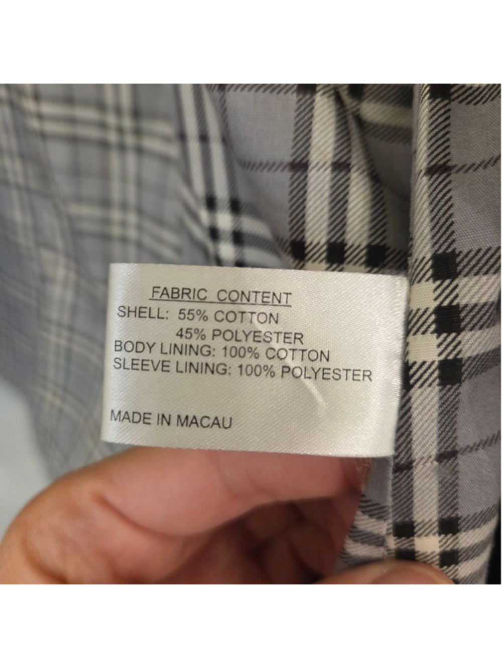 GALLERY Women's Black Trench Coat with Plaid Lining size Large - Picture 4 of 9